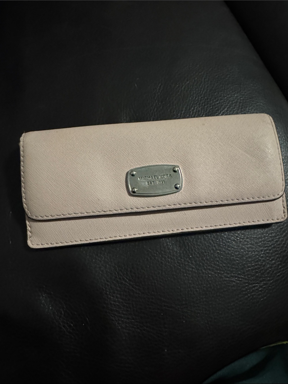 Michael Kors blush leather flap wallet with logo plaque